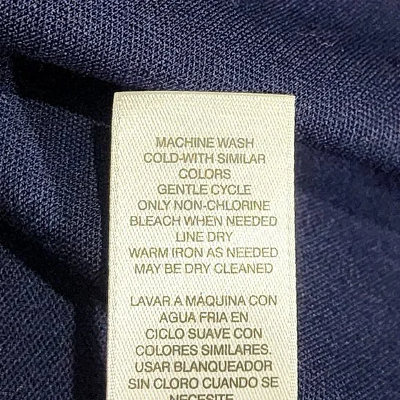 Chico's Navy Blue Blazer Jacket Gold Buttons Stitching Hook Front - Picture 6 of 6